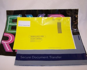 Custom-printed, unpadded poly mailers Custom-printed, unpadded poly mailers