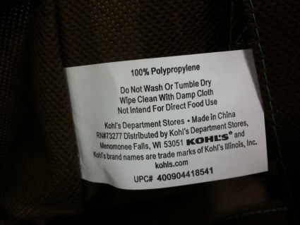 kohls reusable shopping bags label